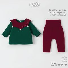 Bộ dài áo xanh phối quần đỏ Noel Nous