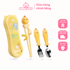 Set thìa dĩa đũa gà vàng