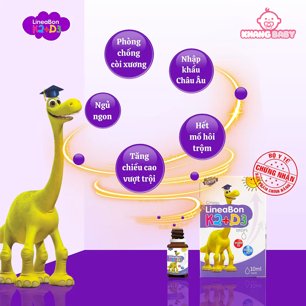Vitamin D3K2 LineaBon 0M+ dạng nhỏ giọt