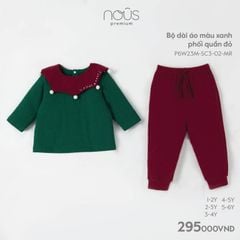 Bộ dài áo xanh phối quần đỏ Noel Nous