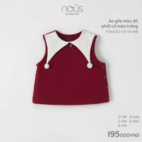 Áo gile đỏ phối cổ trắng Noel Nous