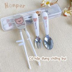 Set đũa gấu kèm thìa dĩa Honper HP128