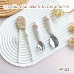 Set đũa gấu kèm thìa dĩa Honper HP128