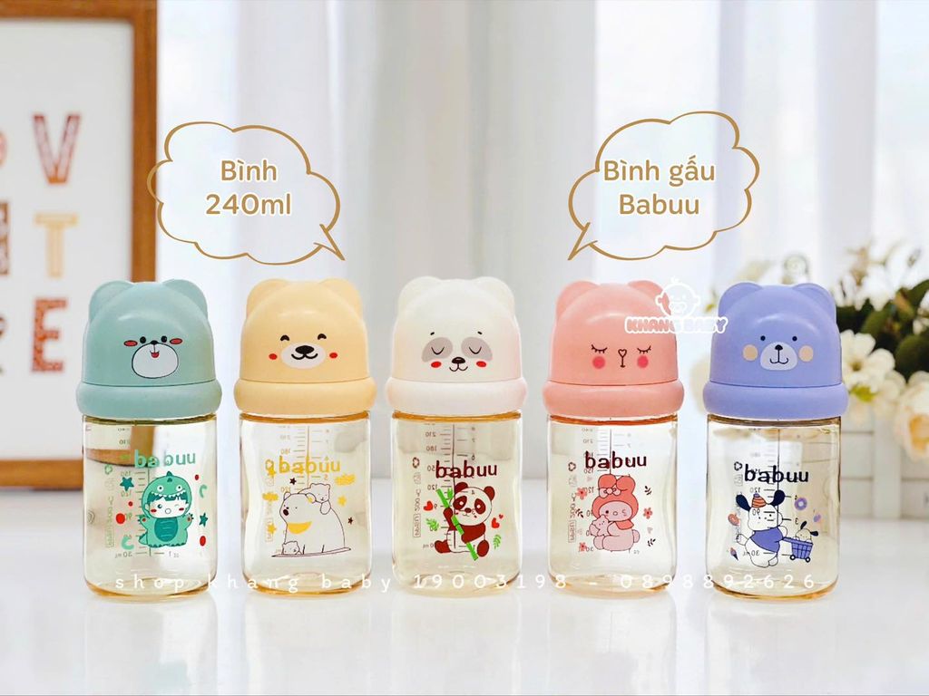Bình sữa Babuu PPSU gấu