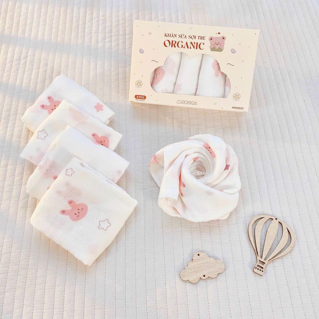 Khăn sữa sợi tre Organic Monona (hộp 5 chiếc)