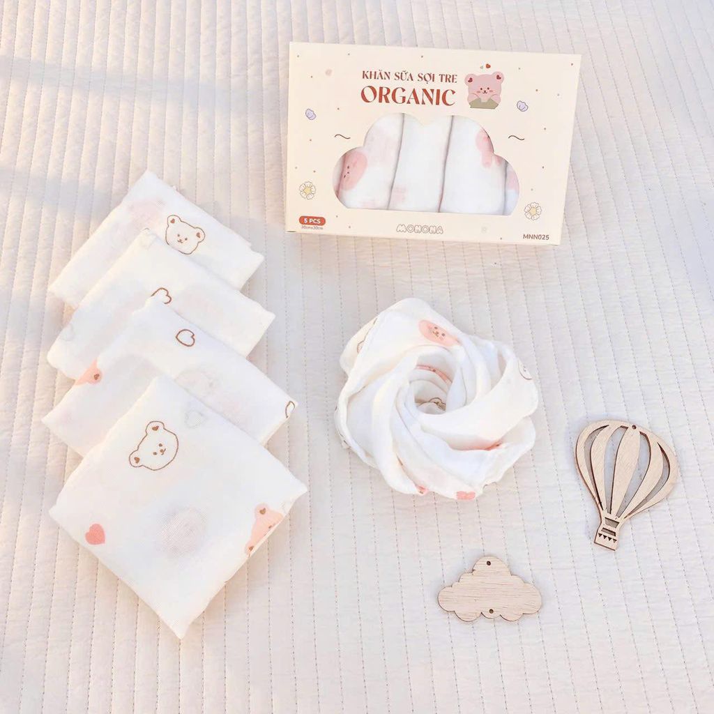 Khăn sữa sợi tre Organic Monona (hộp 5 chiếc)