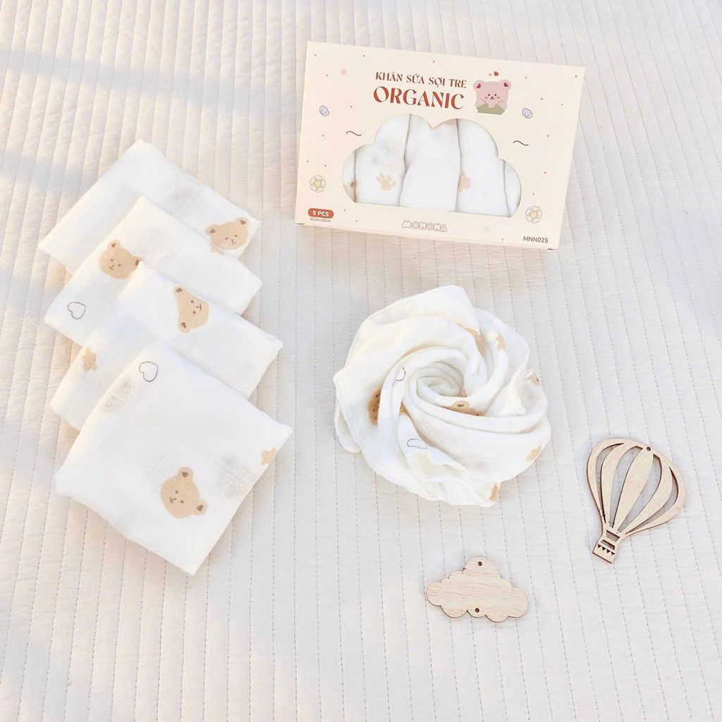 Khăn sữa sợi tre Organic Monona (hộp 5 chiếc)