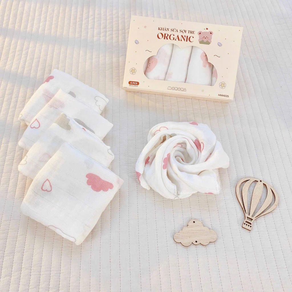 Khăn sữa sợi tre Organic Monona (hộp 5 chiếc)