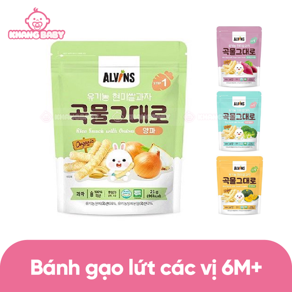 Bánh ăn dặm gạo lứt Organic Alvins 25g 6M+