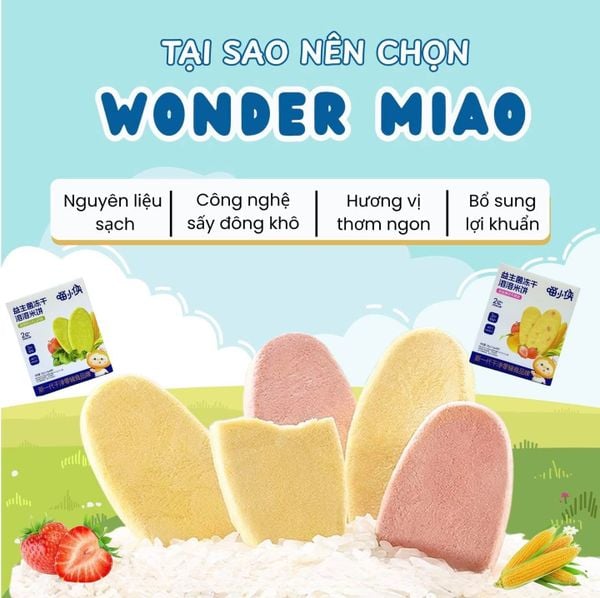 Bánh gạo bổ sung lợi khuẩn đông khô Wonder Miao 6M+