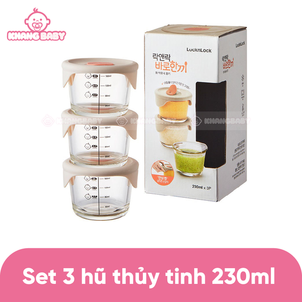 Set 3 hũ thủy tinh trữ đồ ăn cao cấp LocknLock
