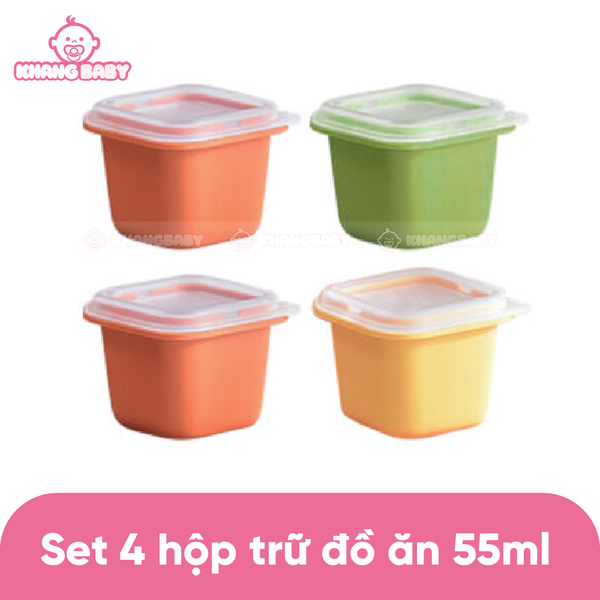 Set 4 hộp trữ đồ ăn dặm Oh Summer 55ml
