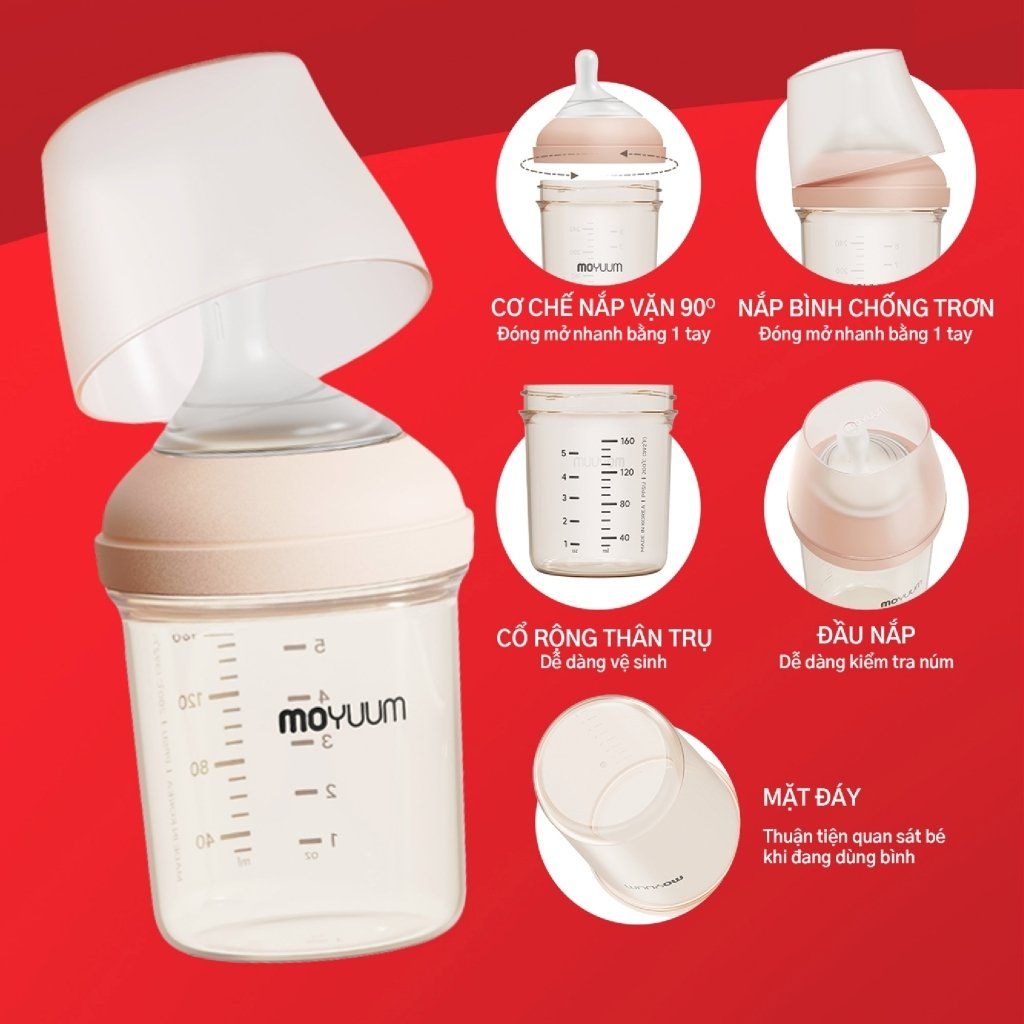 Bình sữa Moyuum PPSU Movaa họa tiết xanh