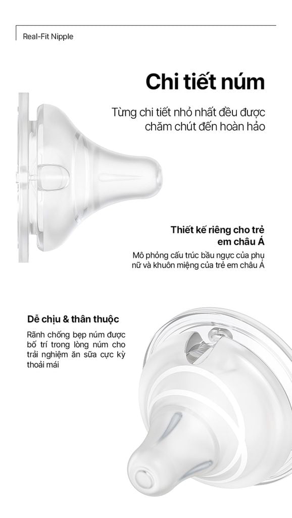 Núm bình sữa silicon Moyuum Real Fit Thế hệ 3