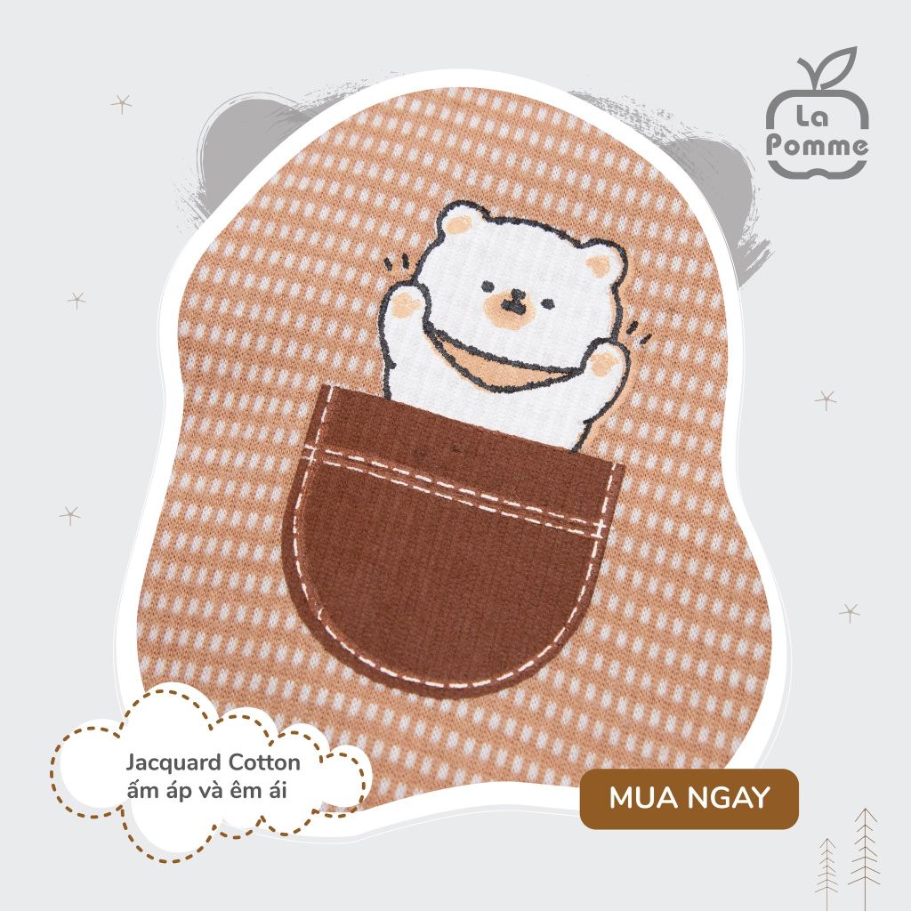Bộ dài tay cài giữa La Pomme Caro Bear 0211