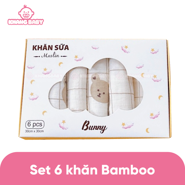Set 6 khăn sữa Muslin Bunny
