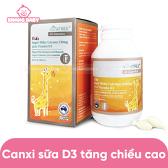 Canxi D3 Vitatree Kids Super Milky Calcium tăng chiều cao 1Y+