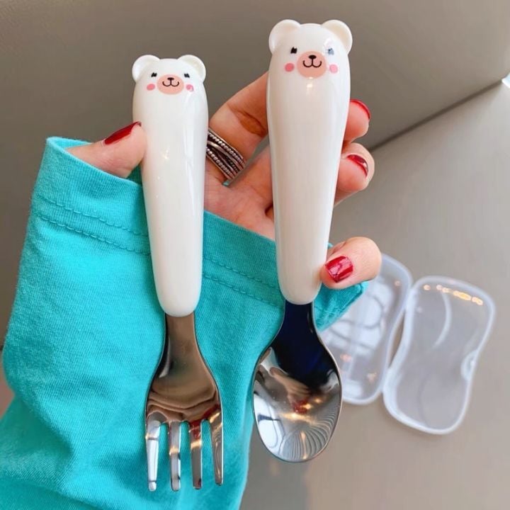 Set thìa dĩa cán gấu trắng