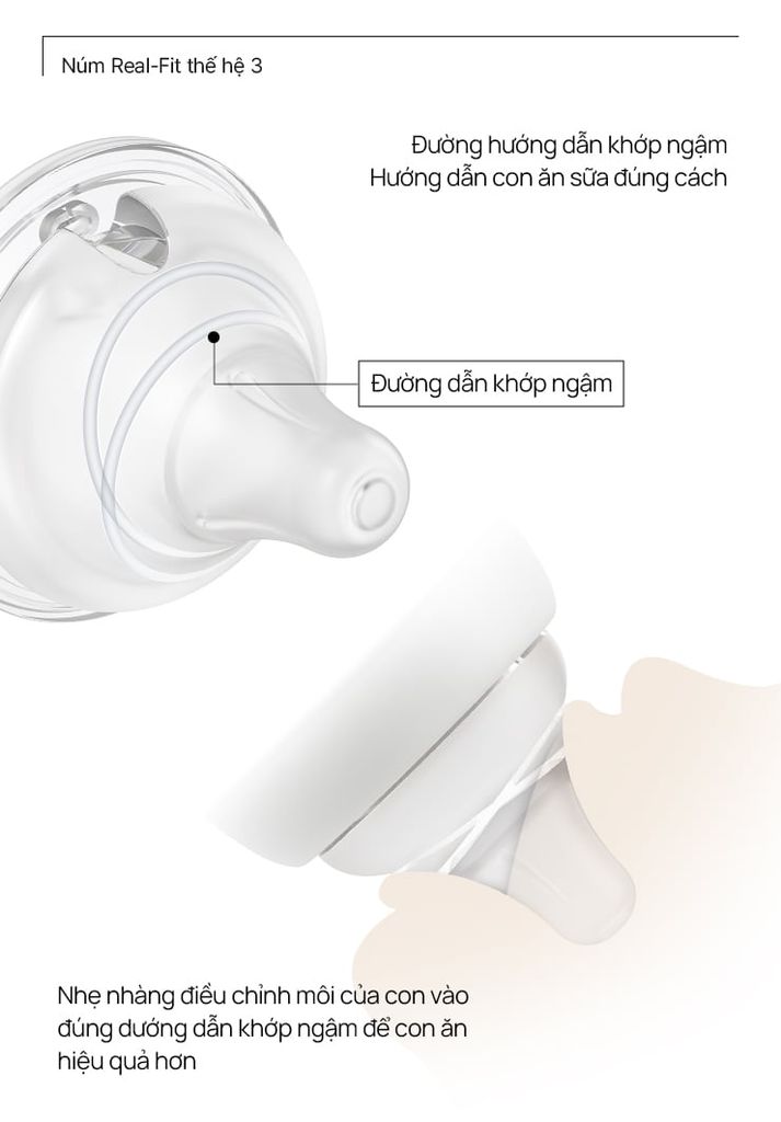 Núm bình sữa silicon Moyuum Real Fit Thế hệ 3