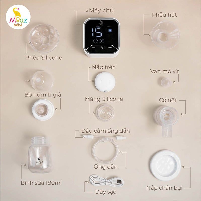 Máy hút sữa điện đôi Moaz Bebe MB094