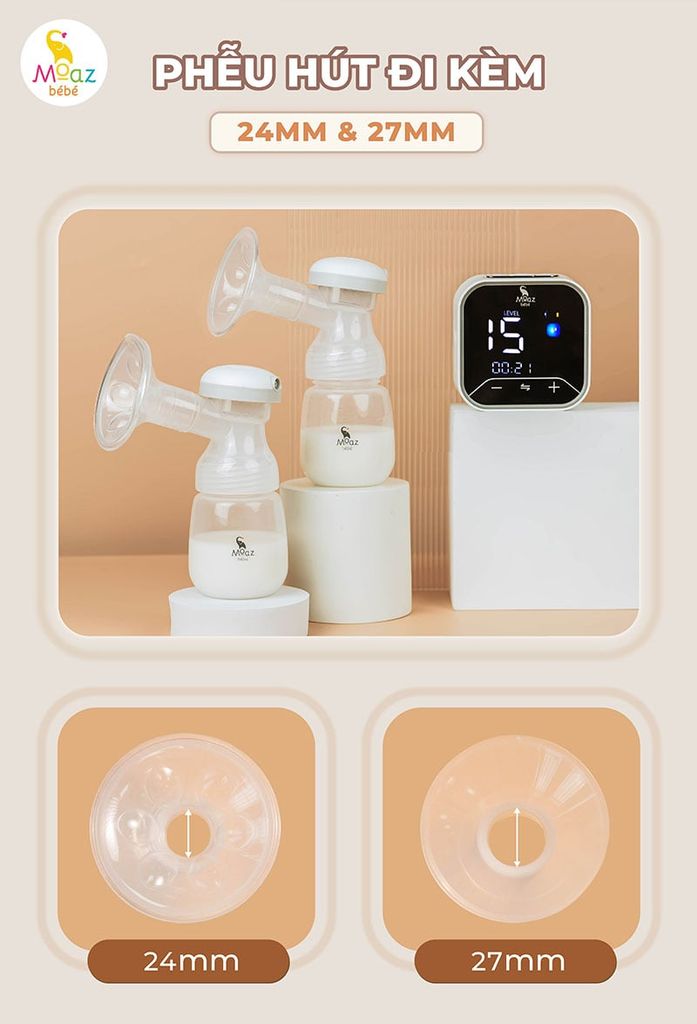 Máy hút sữa điện đôi Moaz Bebe MB094