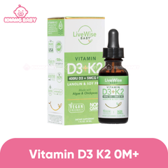 Vitamin D3 + K2 Livewise Baby Mỹ 30ml 0-3Y