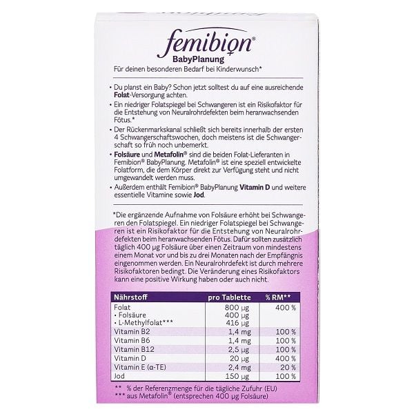 Vitamin hỗ trợ thụ thai Femibion Babyplanung số 0