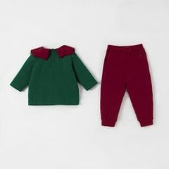Bộ dài áo xanh phối quần đỏ Noel Nous