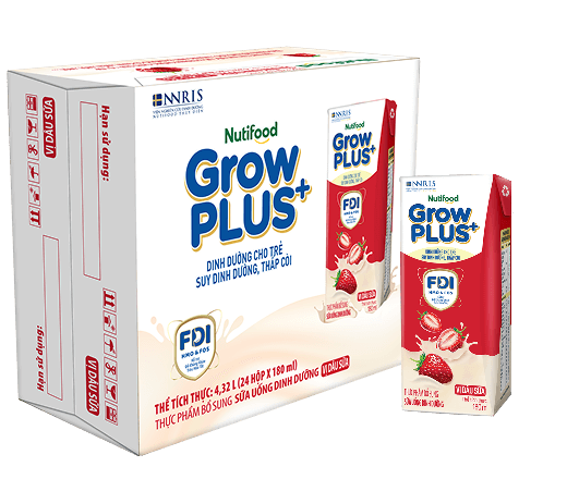 Sữa GrowPLUS+ Dinh dưỡng cho bé thấp còi VỊ DÂU SỮA