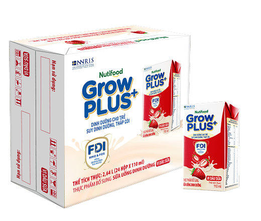 Sữa GrowPLUS+ Dinh dưỡng cho bé thấp còi VỊ DÂU SỮA