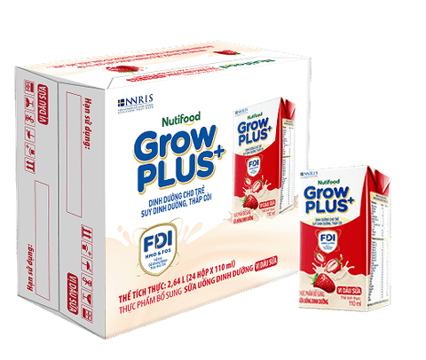 Sữa GrowPLUS+ Dinh dưỡng cho bé thấp còi VỊ DÂU SỮA
