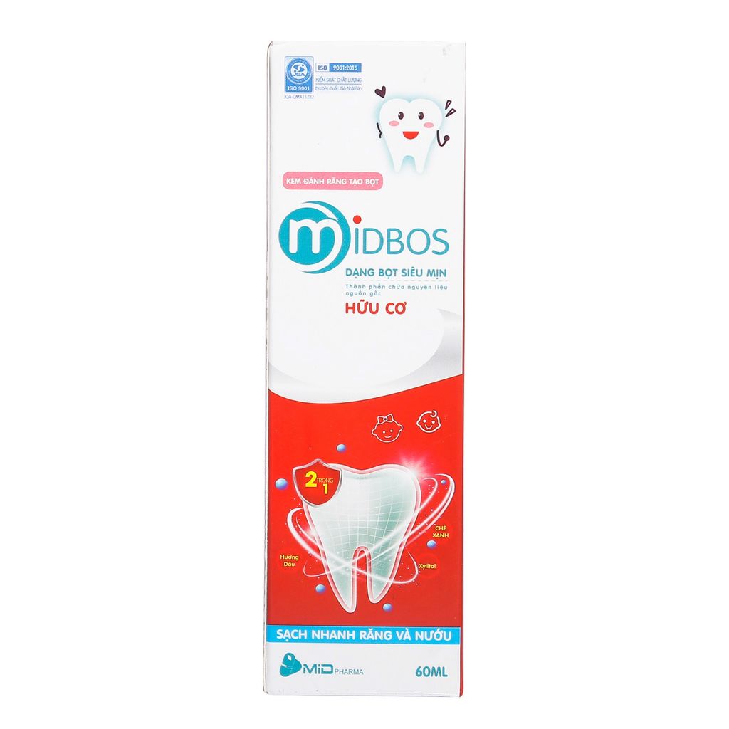 Kem đánh răng Midbos hữu cơ dạng bọt