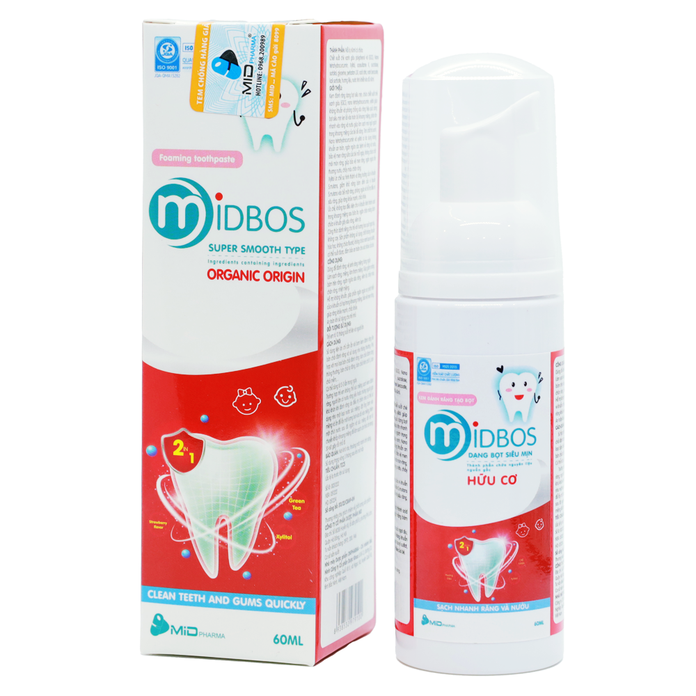 Kem đánh răng Midbos hữu cơ dạng bọt