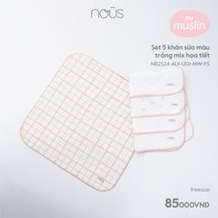 Set 5 khăn sữa trắng họa tiết Nous
