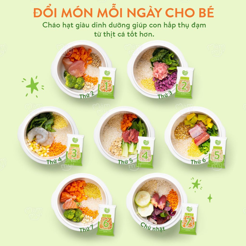 Cháo gạo sữa mix hạt Măm My hộp giấy 7 gói