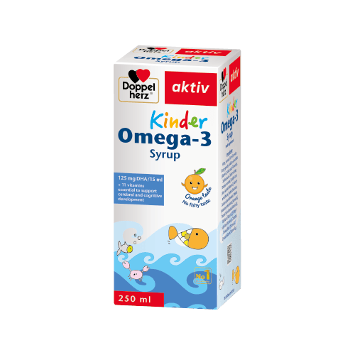Siro Doppelherz Kinder Omega-3 bổ sung DHA và vitamin 1Y+