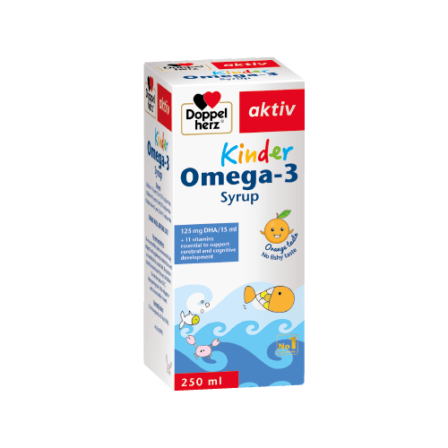 Siro Doppelherz Kinder Omega-3 bổ sung DHA và vitamin 1Y+