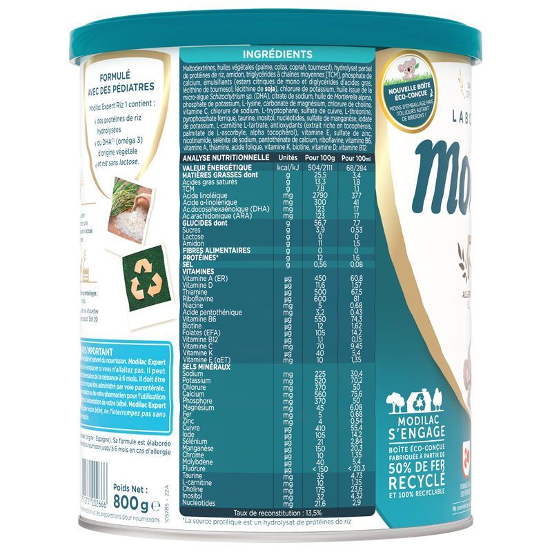 Sữa Modilac Expert Riz 800g