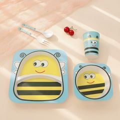 Set bát khay ăn dặm sợi tre Royalcare 5 món