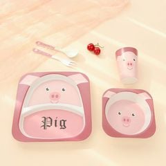 Set bát khay ăn dặm sợi tre Royalcare 5 món