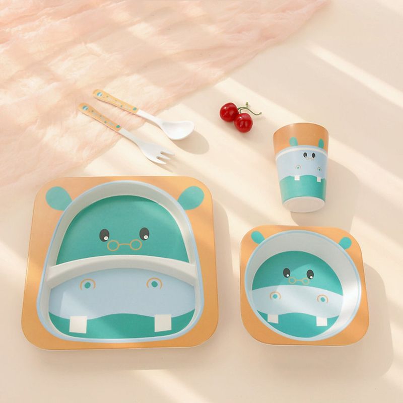 Set bát khay ăn dặm sợi tre Royalcare 5 món