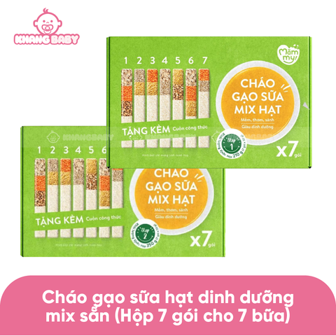 Cháo gạo sữa mix hạt Măm My hộp giấy 7 gói