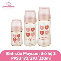 Bình sữa Moyuum PPSU thế hệ 3 họa tiết tim LOVE