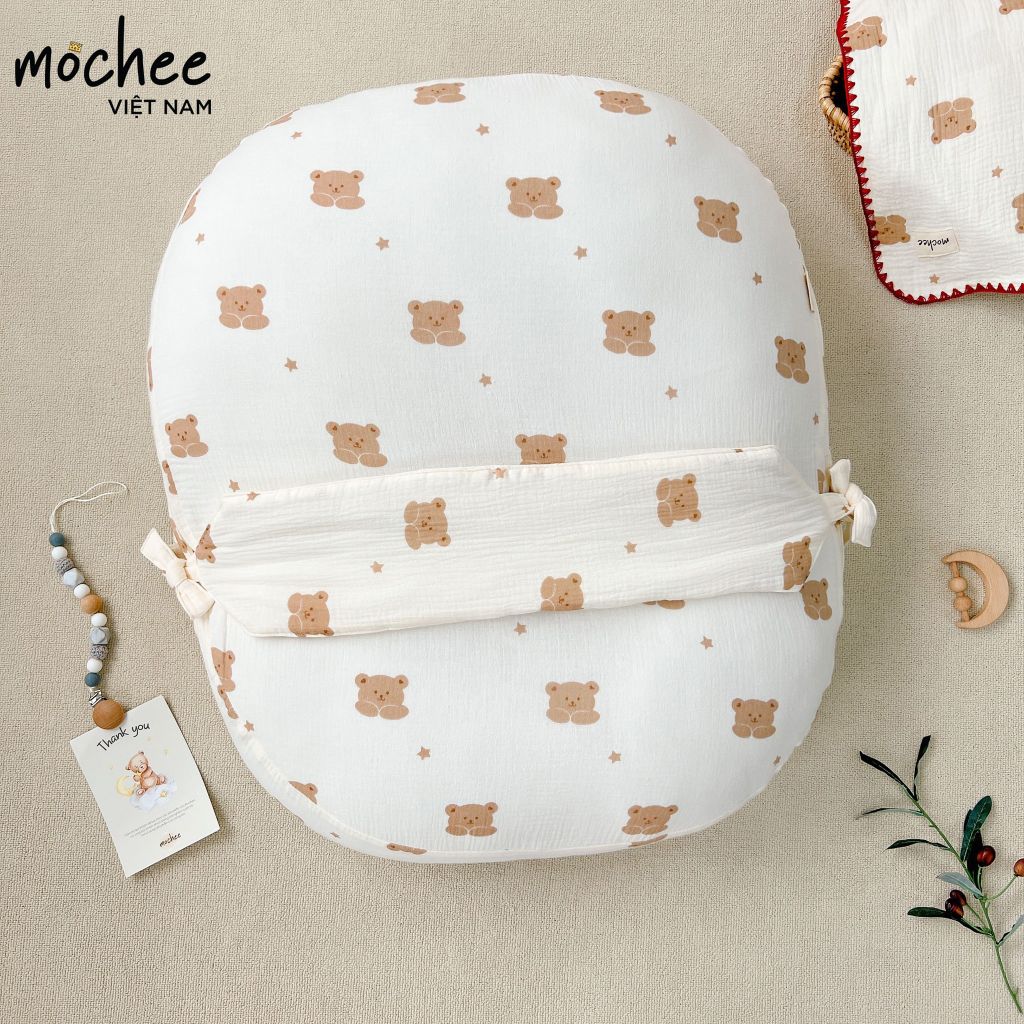 Gối chống trào Mochee vải xô Muslin