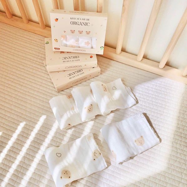 Set 5 Khăn Sữa Sợi Tre Muslin Bunny Organic mềm mại Cho Bé