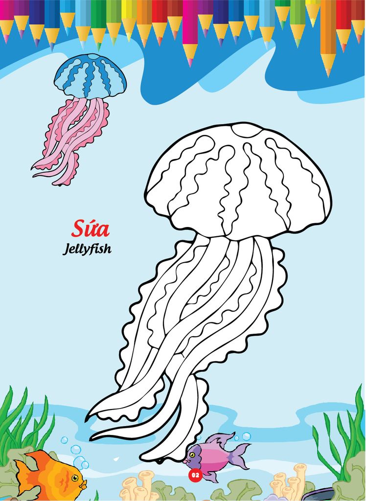 Sách - Bé tô màu và học tiếng anh theo chủ đề - Động vật biển