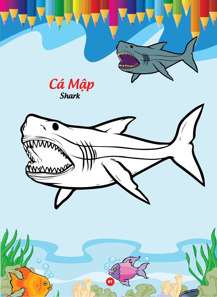 Sách - Bé tô màu và học tiếng anh theo chủ đề - Động vật biển