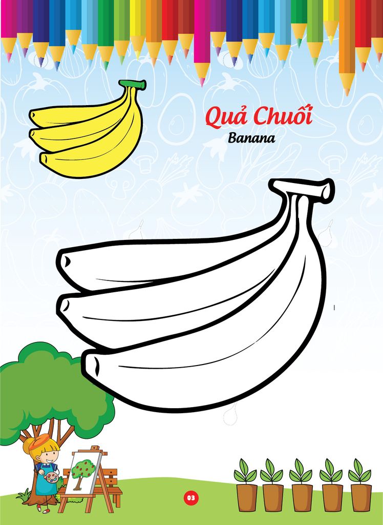 Sách - Bé tô màu và học tiếng anh theo chủ đề - Trái cây