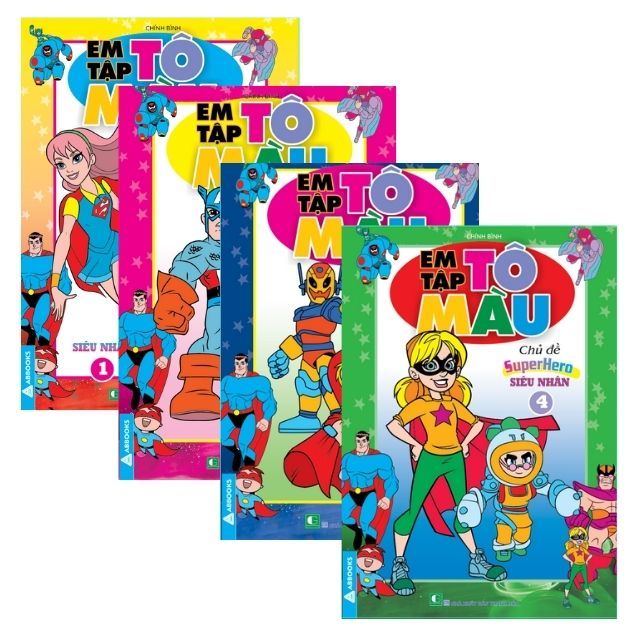Em Tập Tô Màu - Chủ Đề Super Hero -  Siêu Nhân 1, Siêu Nhân 2, Siêu Nhân 3, Siêu Nhân 4