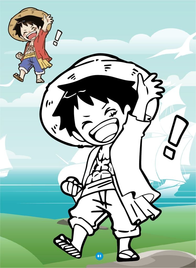 Sách - Bé tô màu ABBOOKS - Thuyền Trưởng Hải Tặc Luffy - Bộ 2 cuốn